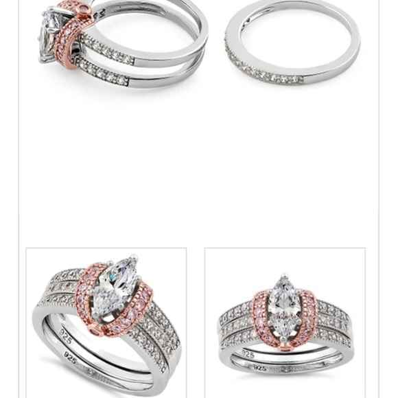 925 sterling silver Ring CZ and rose silver - Picture 4 of 5